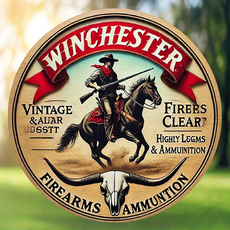 Outdoor Hunting House - Winchester vintage ronde metalen bord met