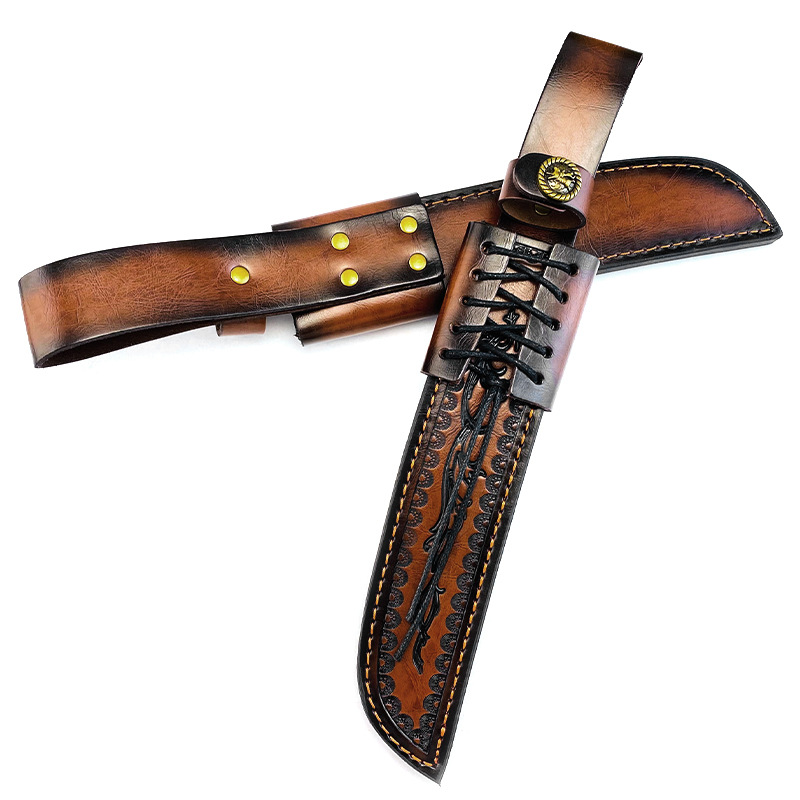 Echte koeienhuid messchede met - Knife Hunting Fixed Blade recensie en prijs