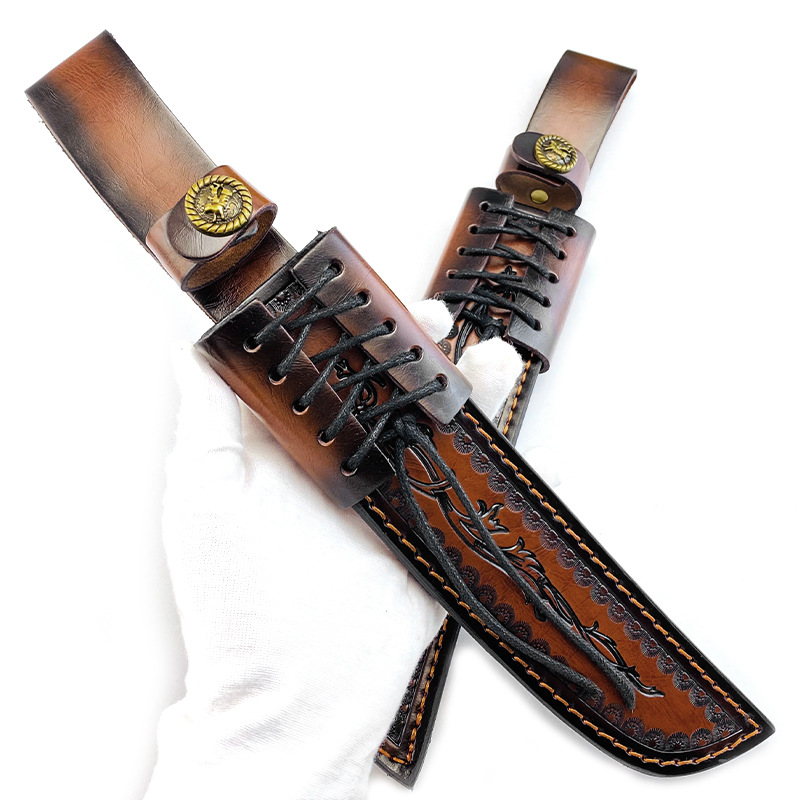 Echte koeienhuid messchede met - Knife Hunting Fixed Blade recensie en prijs